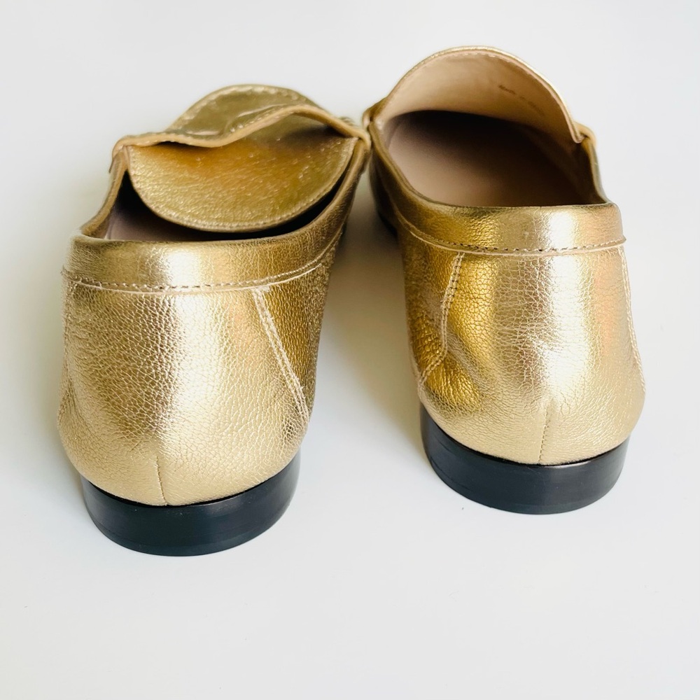 Veronica Beard SIZE 7.5 Penny metallic leather gold loafers - Picture 5 of 7